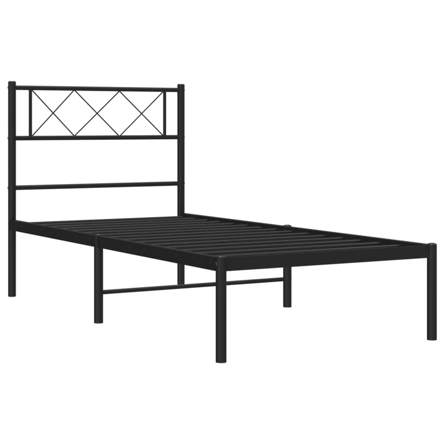 Cadre de lit métal sans matelas avec tête de lit noir 90x200 cm - 5