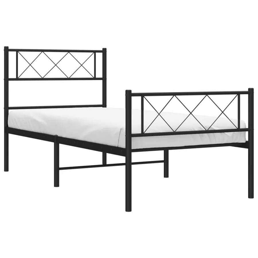 Cadre de lit métal sans matelas avec pied de lit noir 90x190 cm - 3