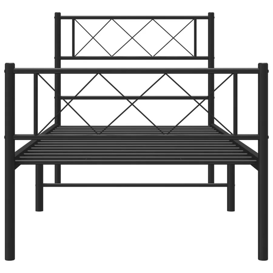 Cadre de lit métal sans matelas avec pied de lit noir 107x203cm - 4