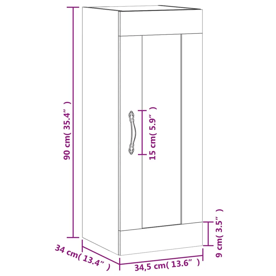 Armoire murale blanc 34,5x34x90 cm bois d'ingénierie - 13