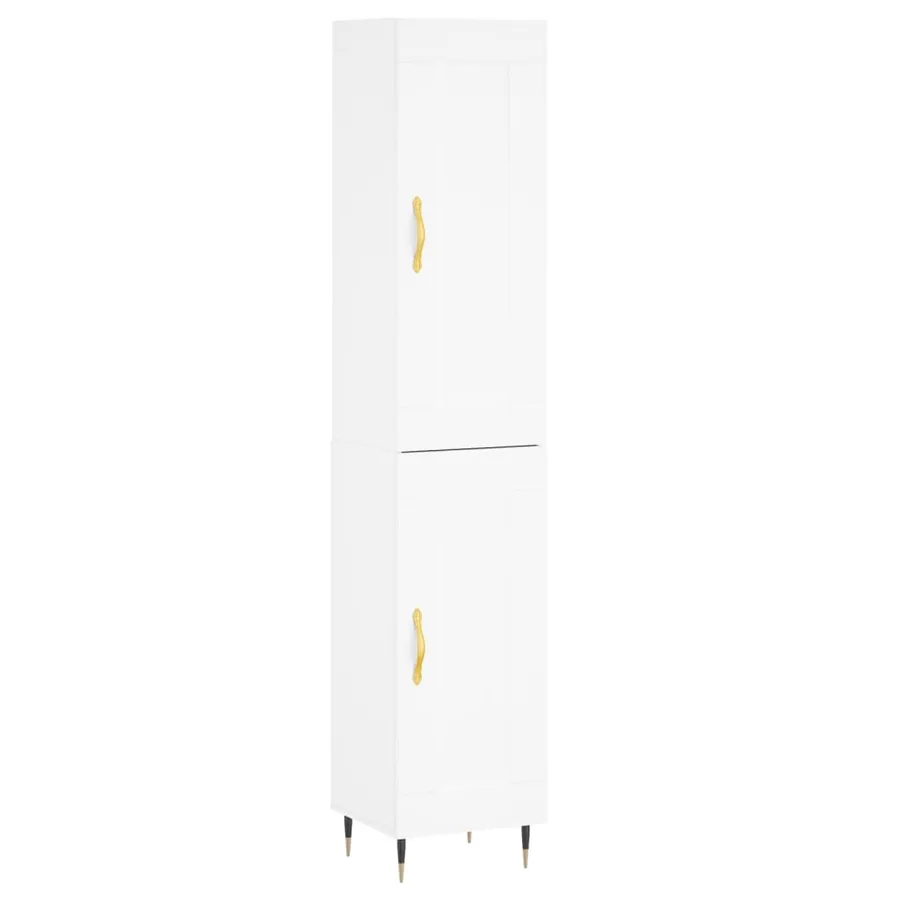 Buffet haut Blanc 34,5x34x180 cm Bois d'ingénierie - 2