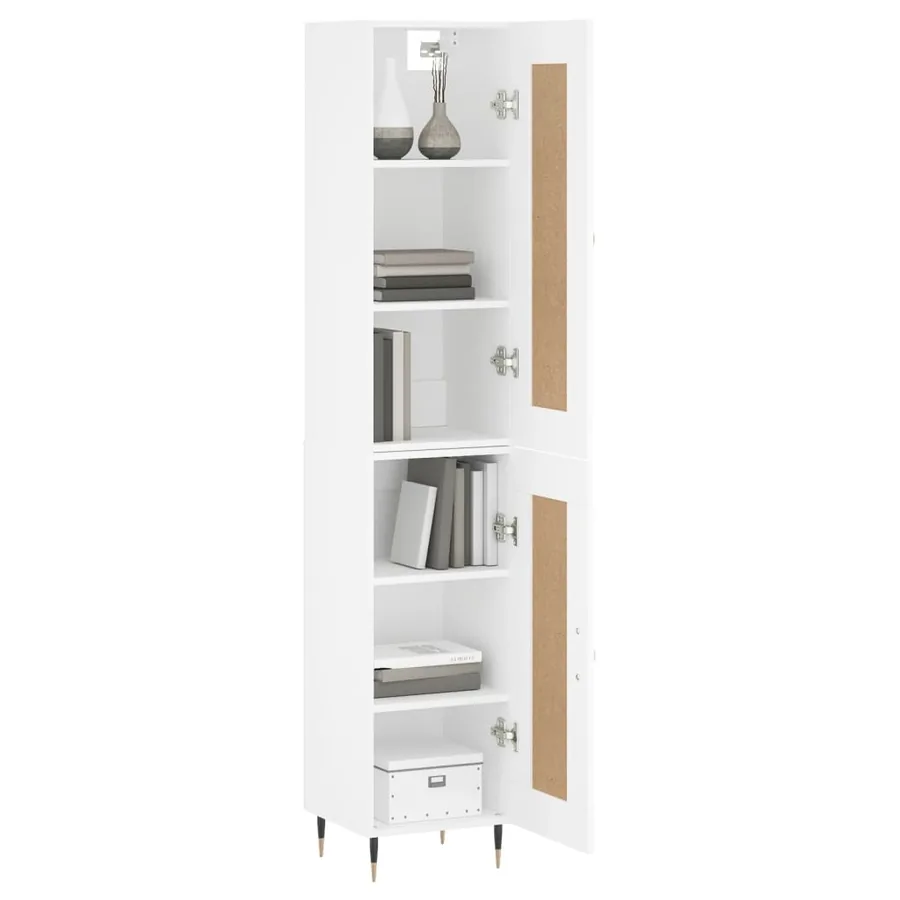 Buffet haut Blanc 34,5x34x180 cm Bois d'ingénierie - 3