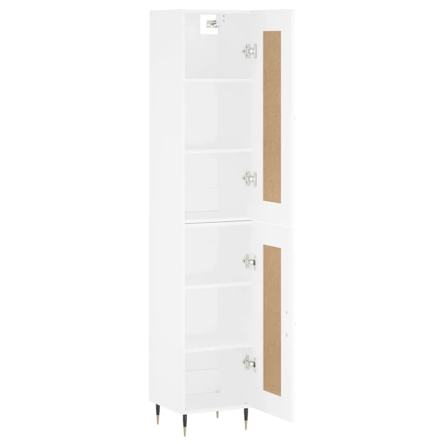 Buffet haut Blanc 34,5x34x180 cm Bois d'ingénierie - 4
