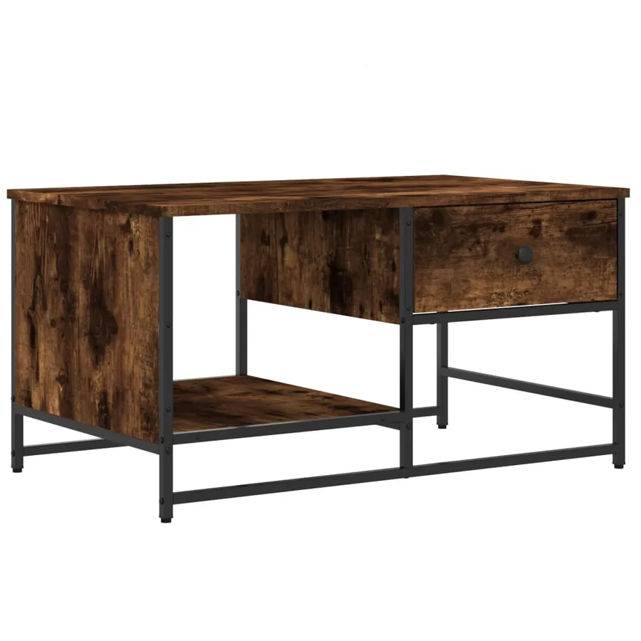 Table basse chêne fumé 85,5x51x45 cm bois d'ingénierie - 2