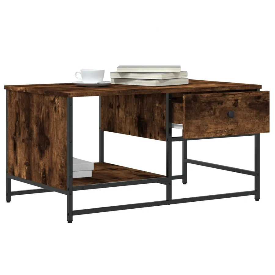 Table basse chêne fumé 85,5x51x45 cm bois d'ingénierie - 4