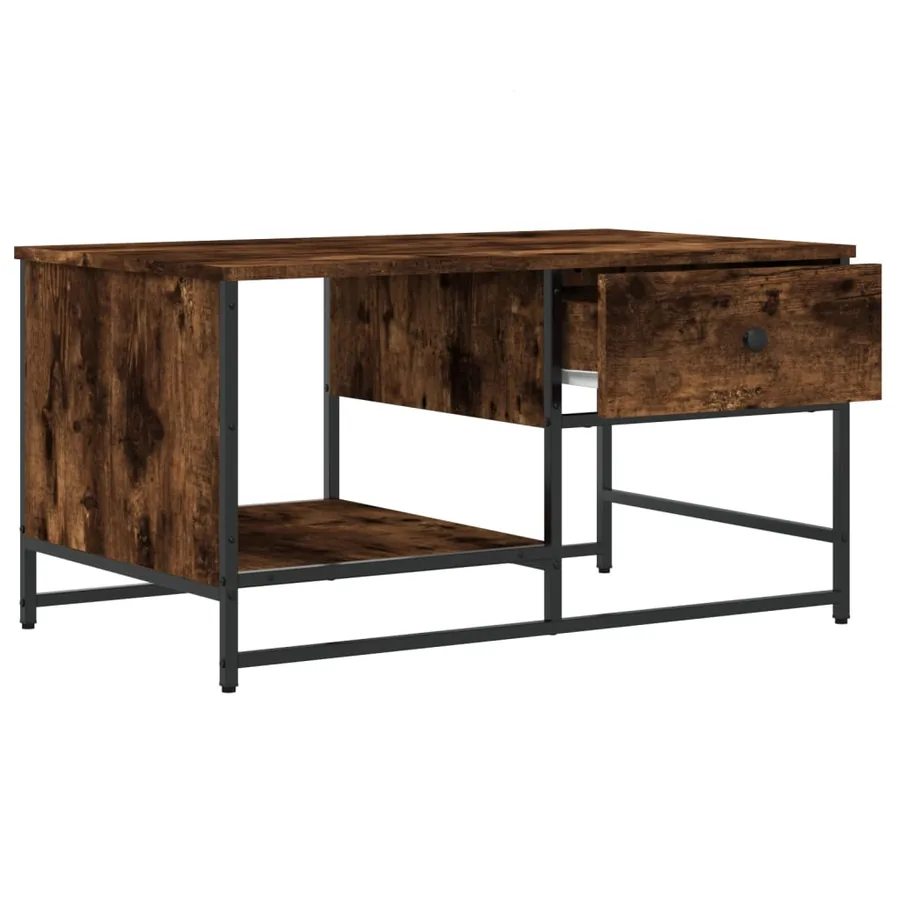 Table basse chêne fumé 85,5x51x45 cm bois d'ingénierie - 5