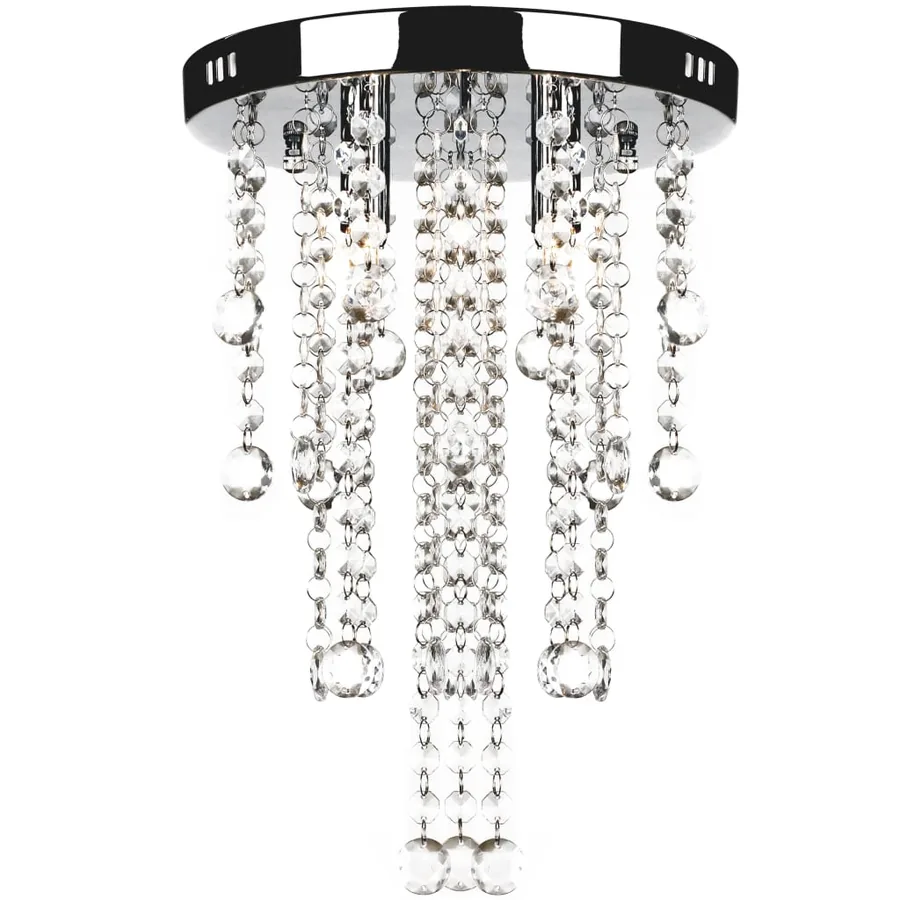 Plafonnier avec perles de cristal Blanc Métal - 2