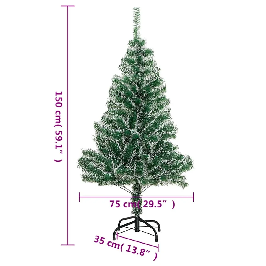 Sapin de Noël artificiel 150 LED&boules&neige floquée 150 cm - 14