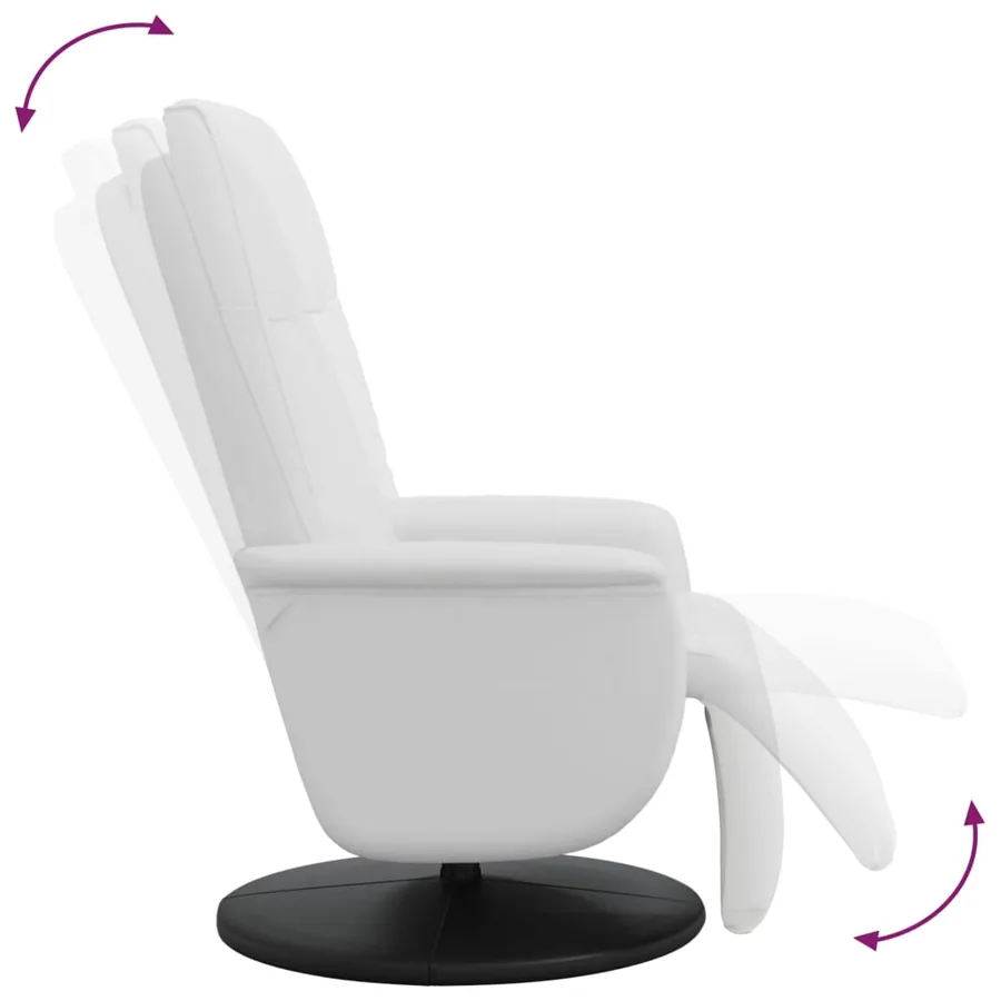 Fauteuil inclinable avec repose-pieds blanc similicuir - 6