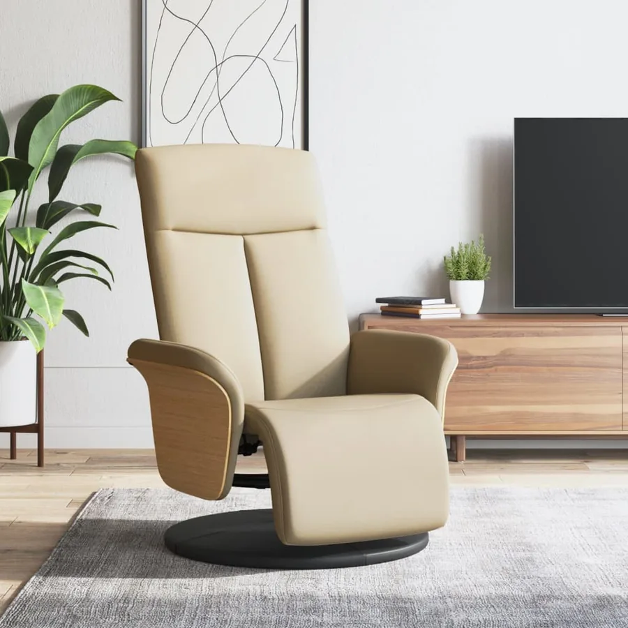 Fauteuil inclinable avec repose-pied crème tissu