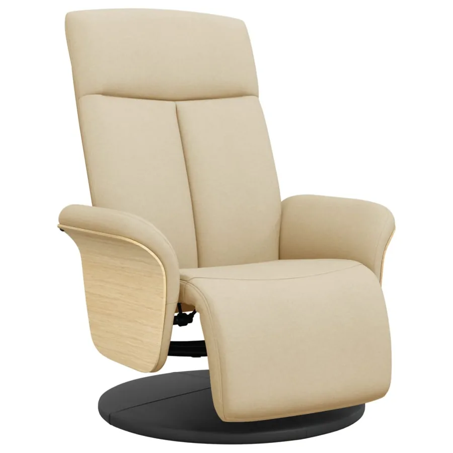 Fauteuil inclinable avec repose-pied crème tissu - 2