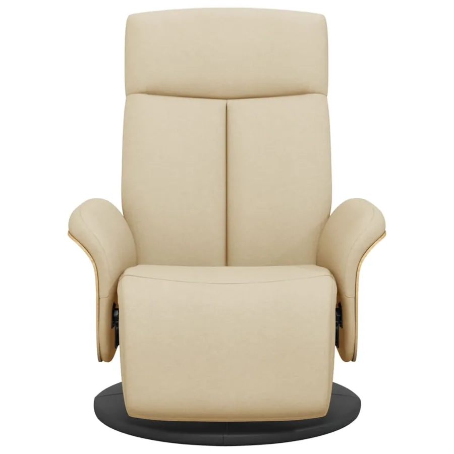 Fauteuil inclinable avec repose-pied crème tissu - 3