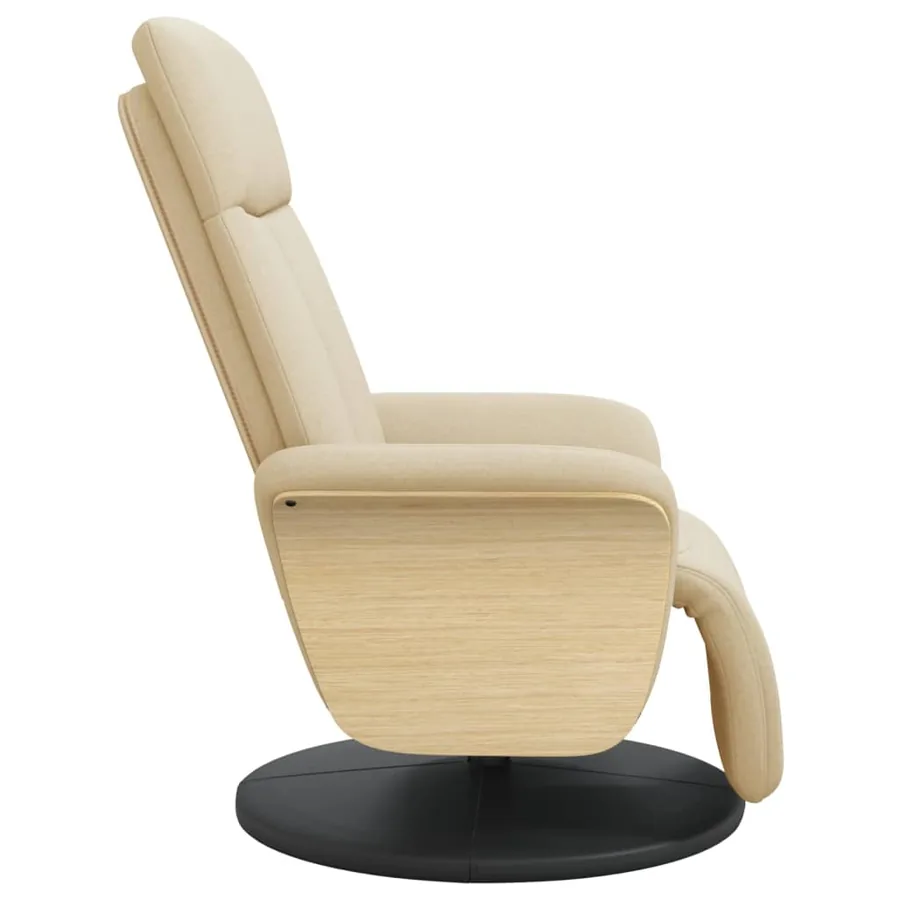 Fauteuil inclinable avec repose-pied crème tissu - 4