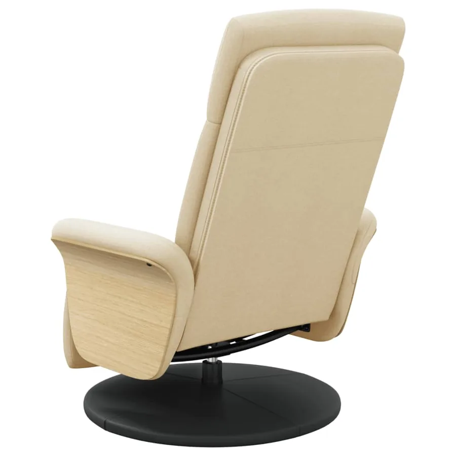 Fauteuil inclinable avec repose-pied crème tissu - 5