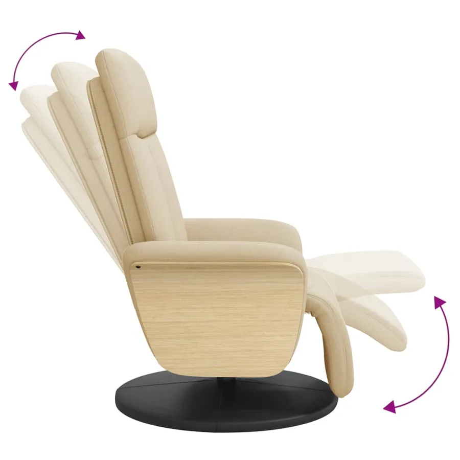 Fauteuil inclinable avec repose-pied crème tissu - 7