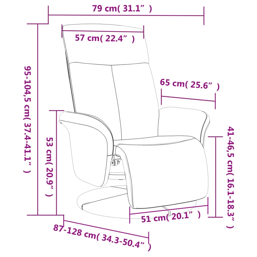 Fauteuil inclinable avec repose-pied crème tissu - 9