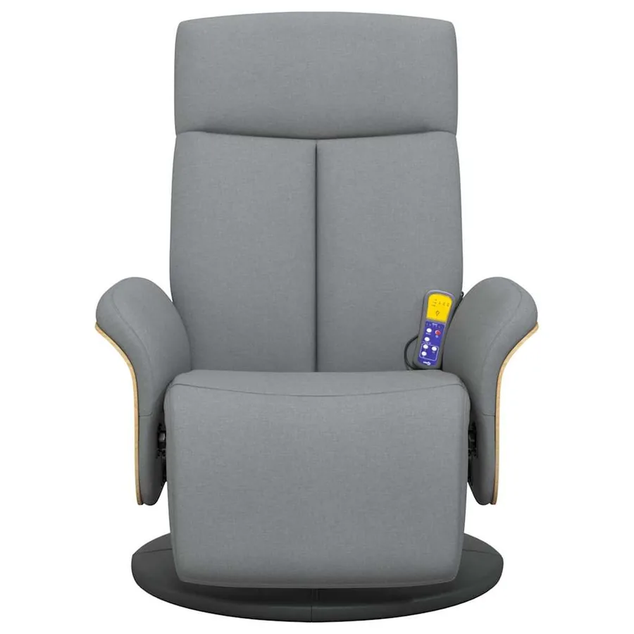 Fauteuil inclinable de massage et repose-pieds gris clair tissu - 4