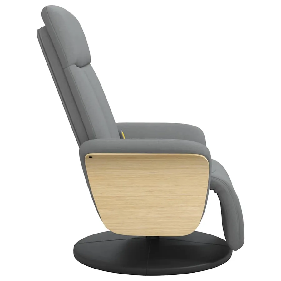 Fauteuil inclinable de massage et repose-pieds gris clair tissu - 5