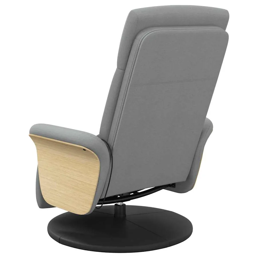 Fauteuil inclinable de massage et repose-pieds gris clair tissu - 6