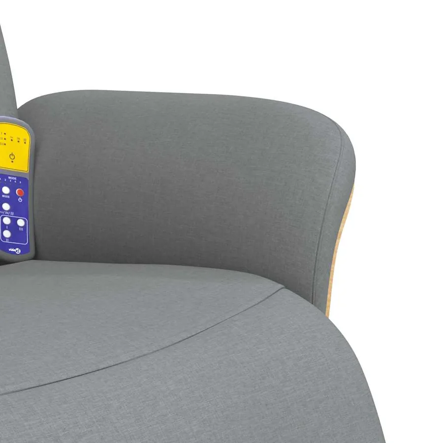 Fauteuil inclinable de massage et repose-pieds gris clair tissu - 8