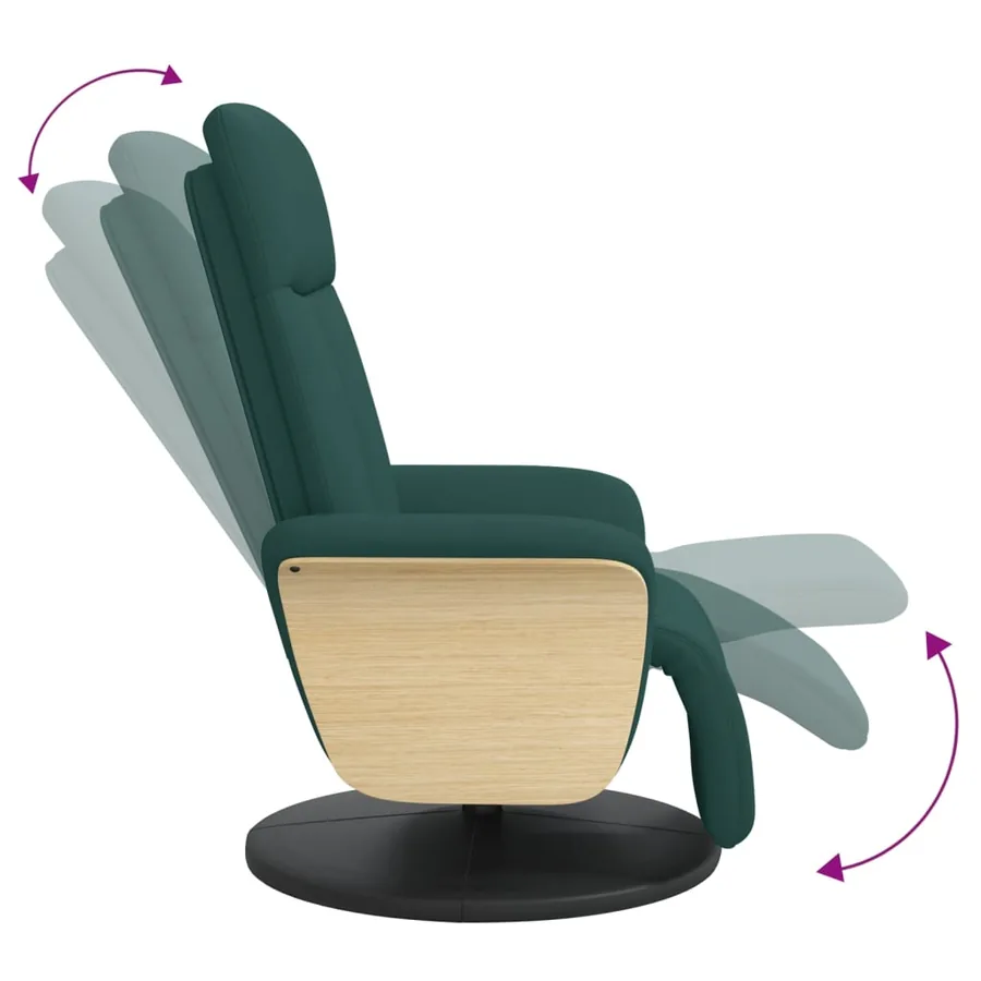 Fauteuil inclinable avec repose-pieds vert foncé tissu - 7