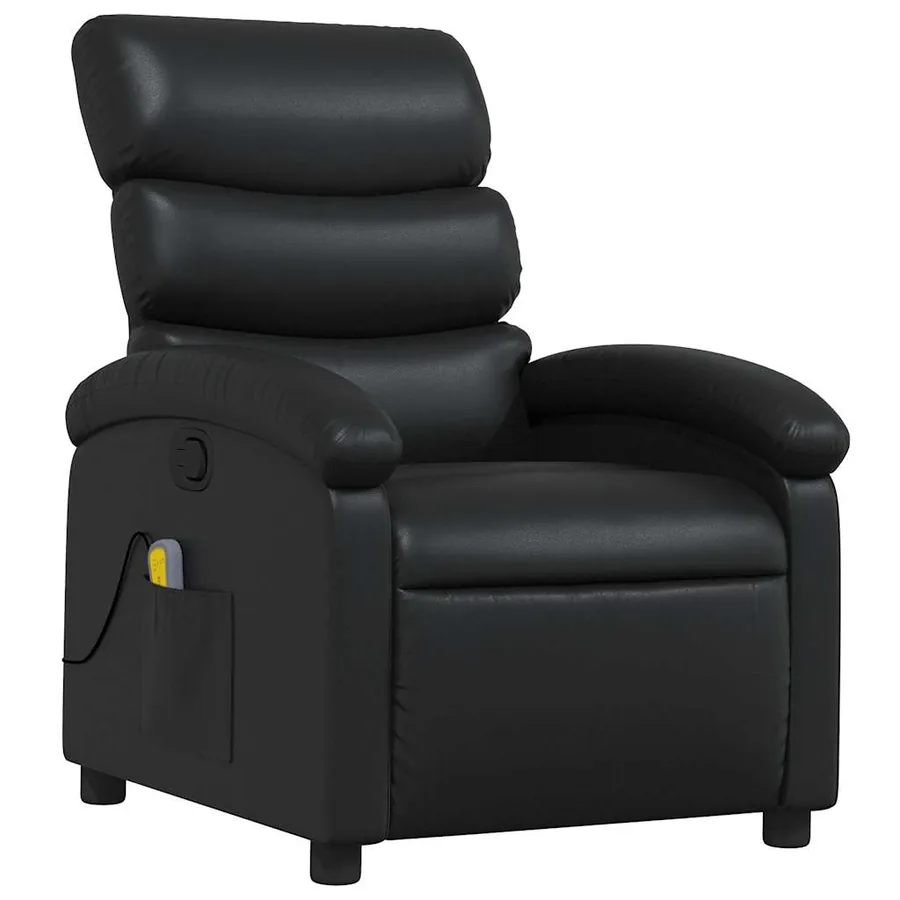 Fauteuil de massage inclinable Noir Similicuir - 4