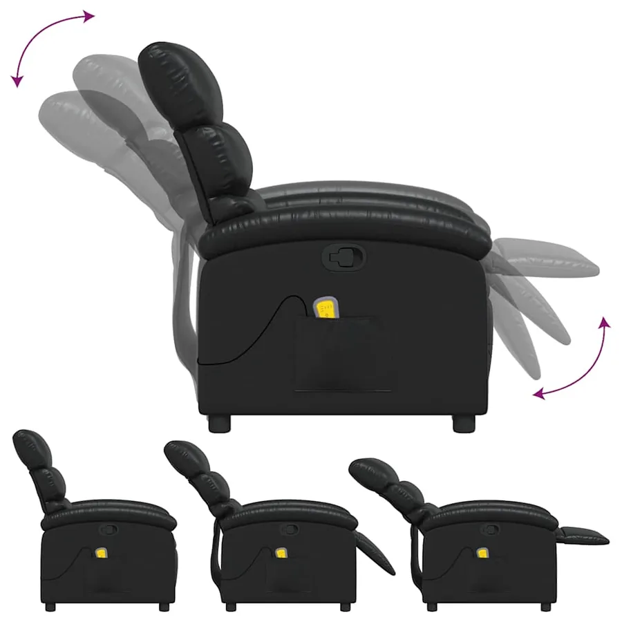 Fauteuil de massage inclinable Noir Similicuir - 8