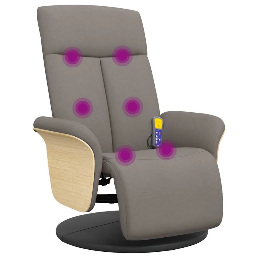 Fauteuil inclinable de massage avec repose-pieds taupe tissu - 2