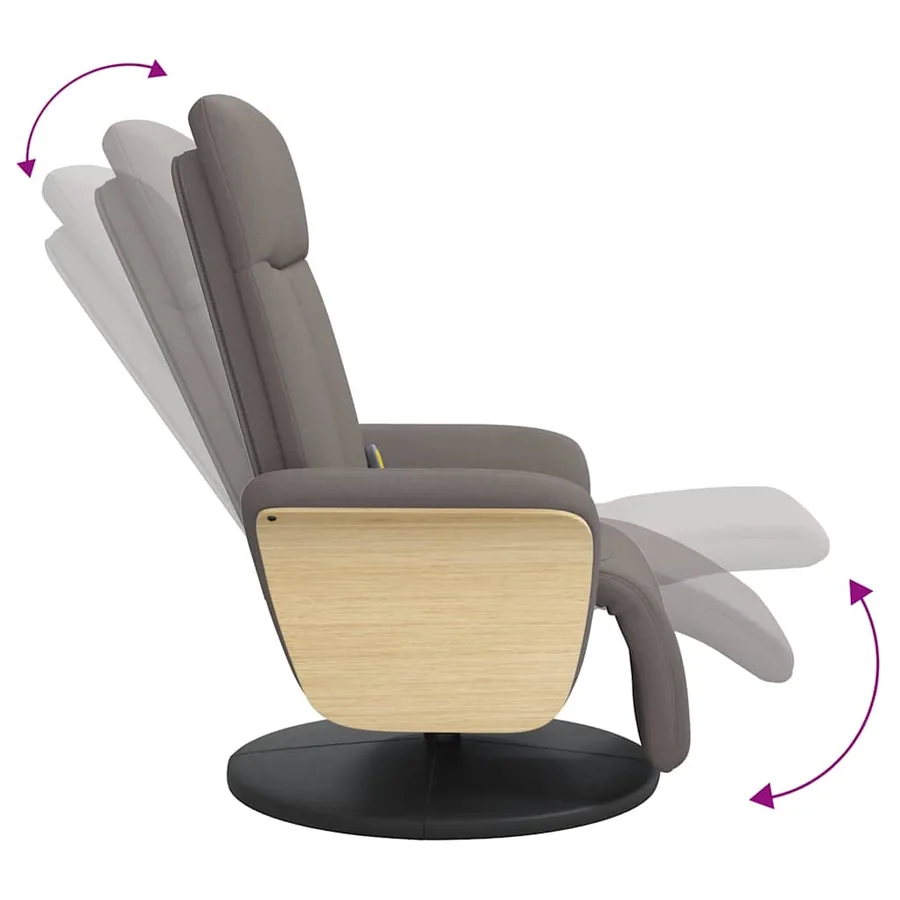 Fauteuil inclinable de massage avec repose-pieds taupe tissu - 7