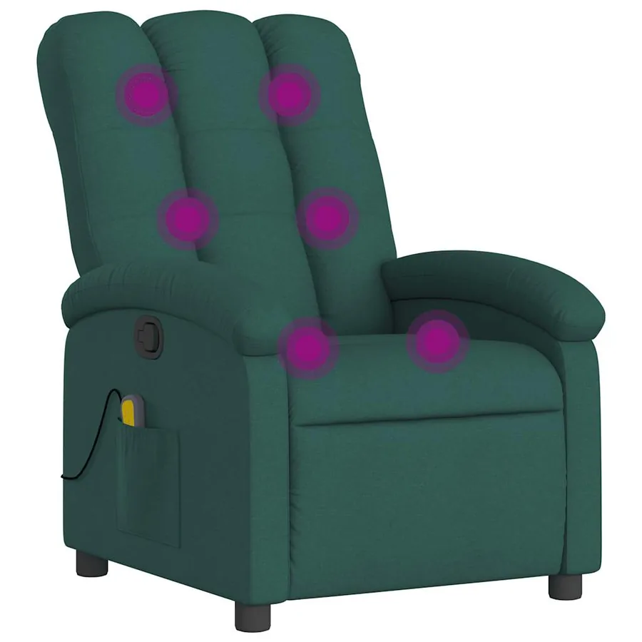Fauteuil inclinable de massage vert foncé tissu - 2