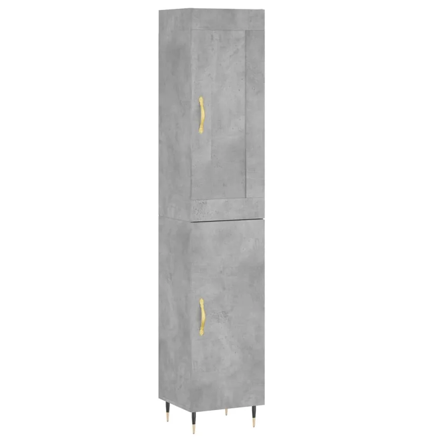 Buffet haut Gris béton 34,5x34x180 cm Bois d'ingénierie - 2