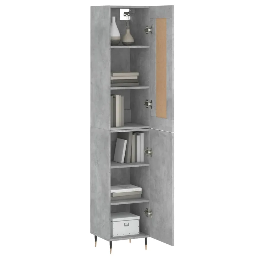 Buffet haut Gris béton 34,5x34x180 cm Bois d'ingénierie - 3