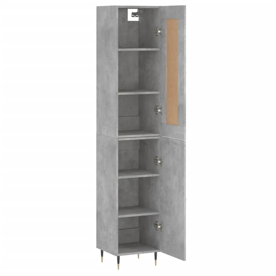 Buffet haut Gris béton 34,5x34x180 cm Bois d'ingénierie - 4