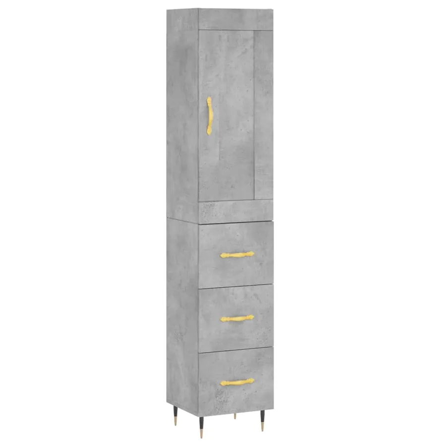 Buffet haut Gris béton 34,5x34x180 cm Bois d'ingénierie - 2