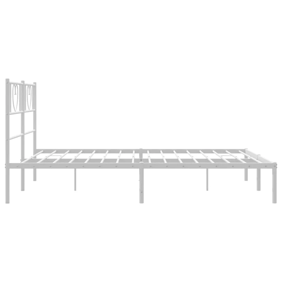 Cadre de lit métal sans matelas et tête de lit blanc 140x200 cm - 6