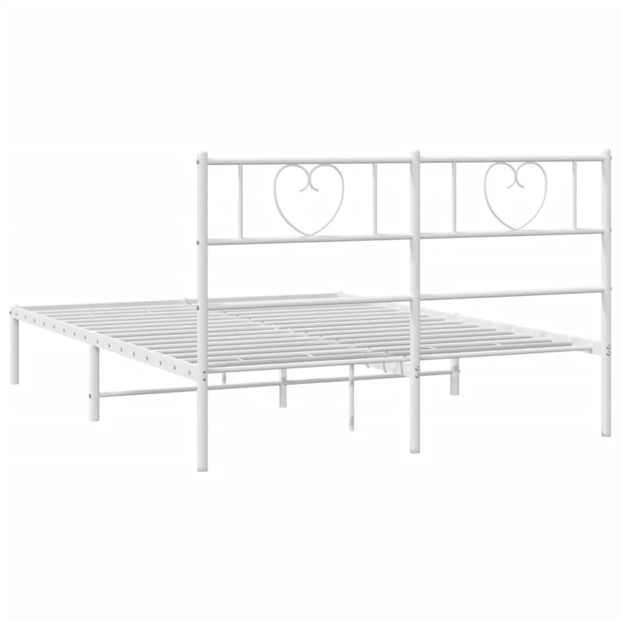 Cadre de lit métal sans matelas et tête de lit blanc 140x200 cm - 7