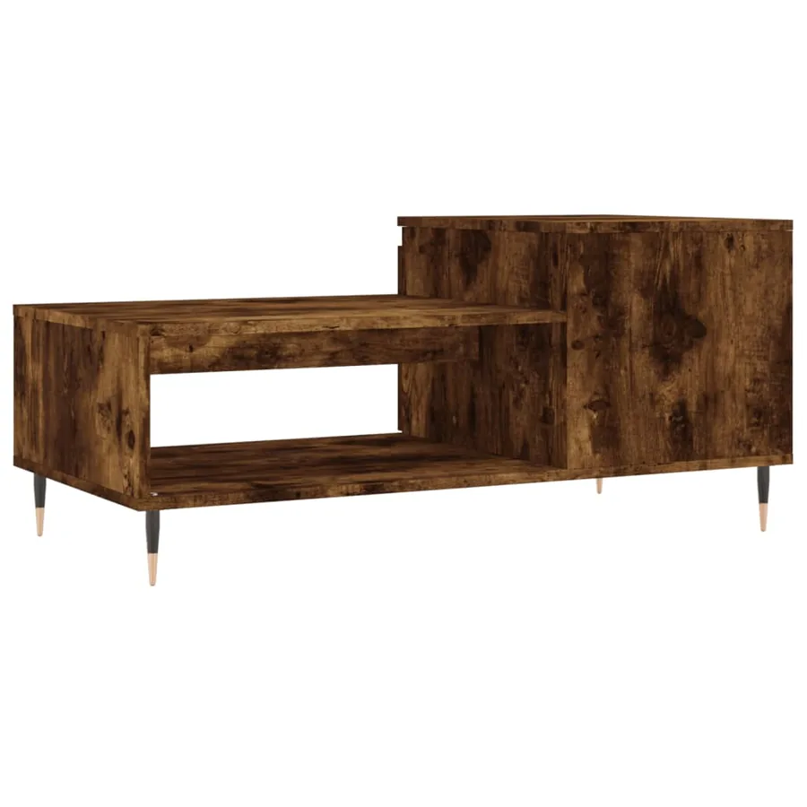 Table basse Chêne fumé 100x50x45 cm Bois d'ingénierie - 8