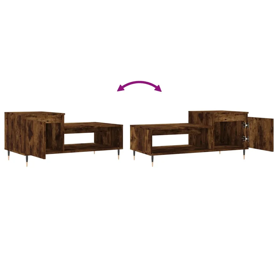 Table basse Chêne fumé 100x50x45 cm Bois d'ingénierie - 9
