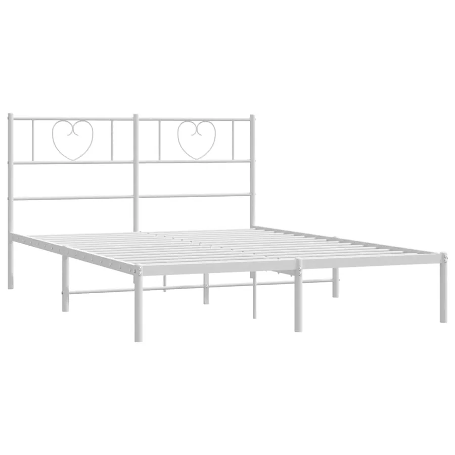 Cadre de lit métal sans matelas et tête de lit blanc 135x190 cm - 6