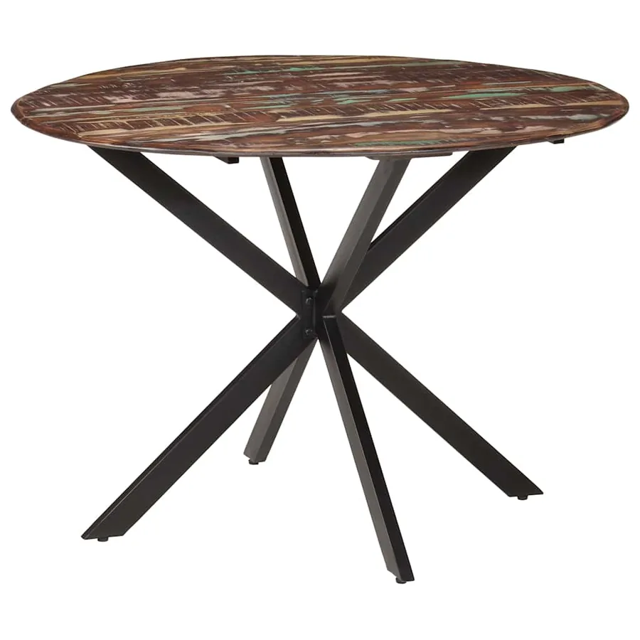 Table à dîner Ø110x78 cm Bois de récupération massif et acier - 2