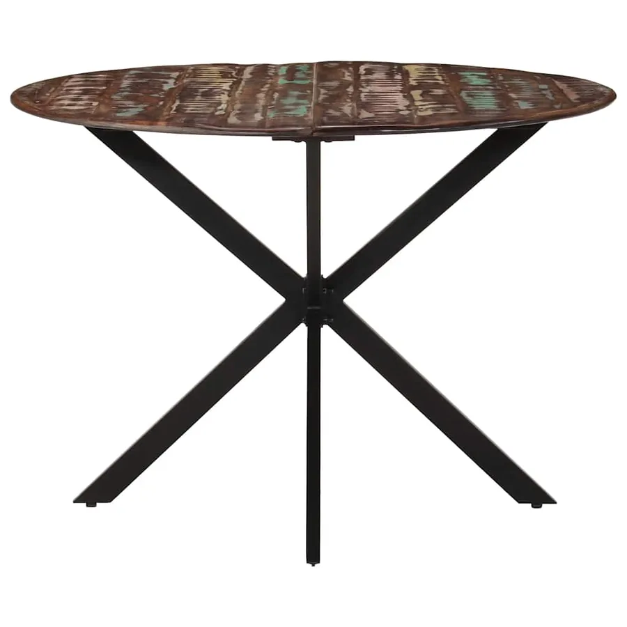 Table à dîner Ø110x78 cm Bois de récupération massif et acier - 5