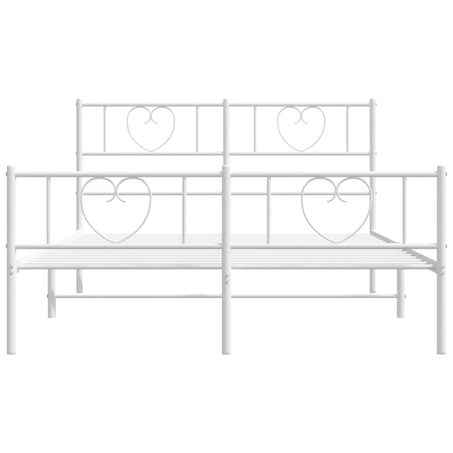 Cadre de lit métal sans matelas et pied de lit blanc 140x190 cm - 4
