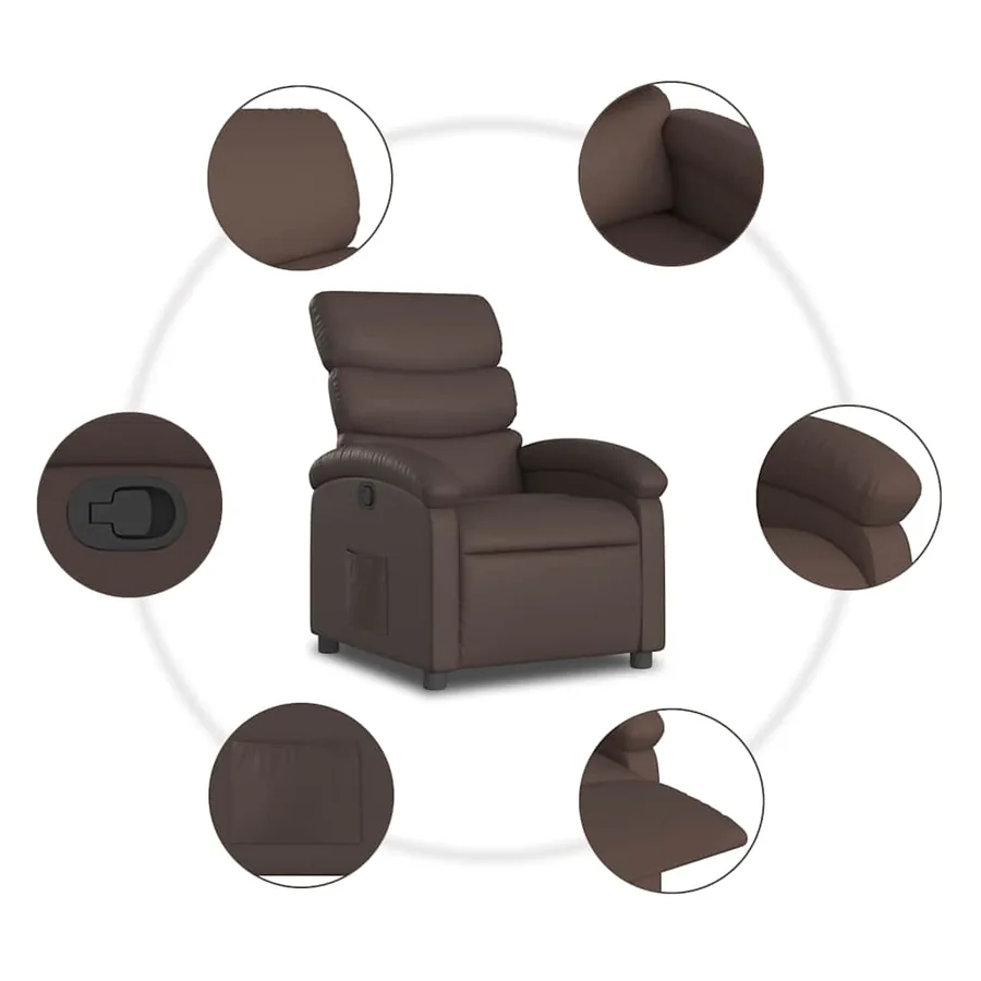 Fauteuil inclinable Marron Similicuir - 7