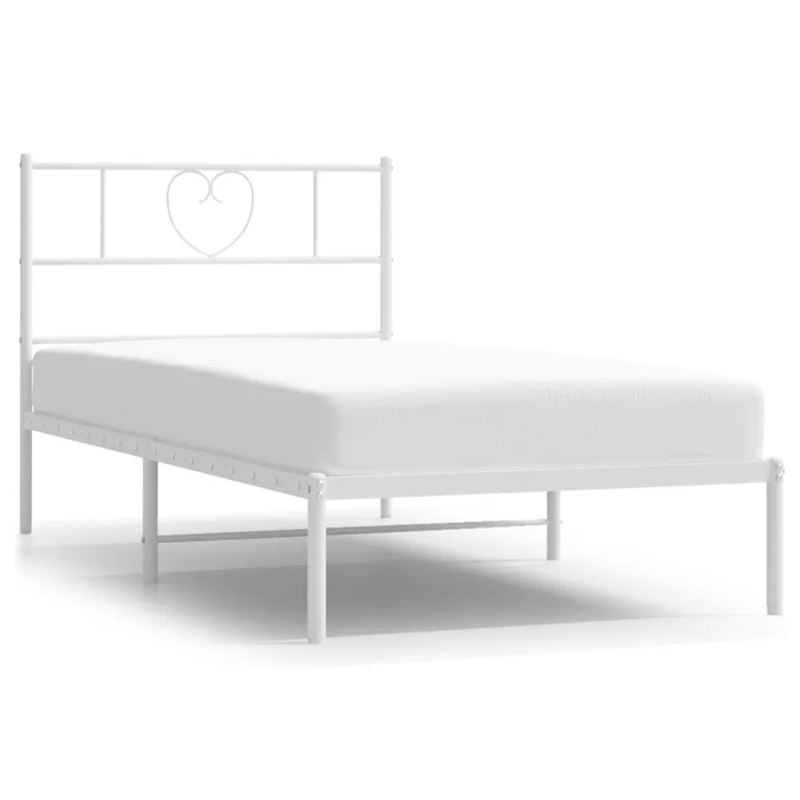 Cadre de lit métal sans matelas avec tête de lit blanc 90x200cm - 2