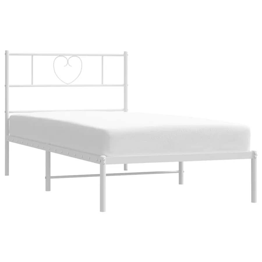 Cadre de lit métal sans matelas avec tête de lit blanc 90x200cm - 3