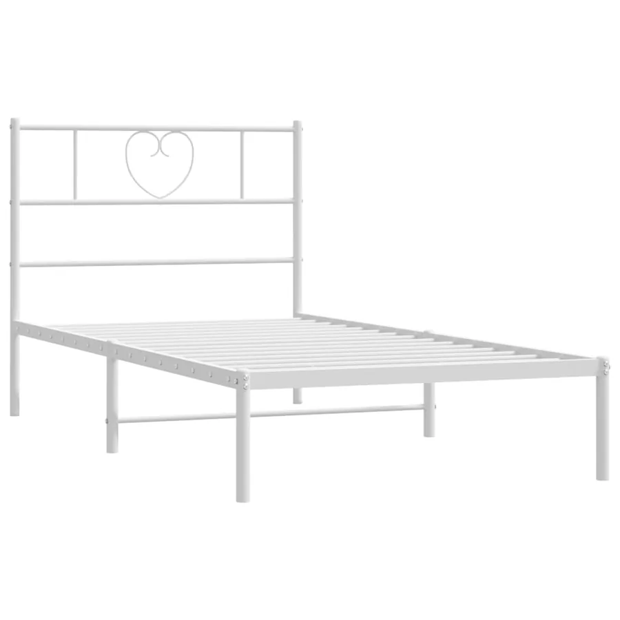 Cadre de lit métal sans matelas avec tête de lit blanc 90x200cm - 5