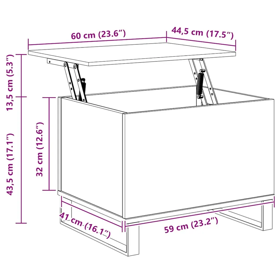 Table basse Gris béton 60x44,5x45 cm Bois d'ingénierie - 11
