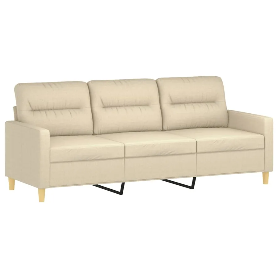 Canapé 3 places avec oreillers décoratifs crème 180 cm tissu - 4