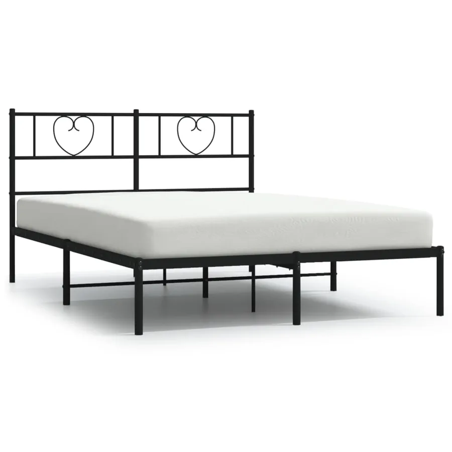 Cadre de lit métal sans matelas avec tête de lit noir 140x190cm - 2