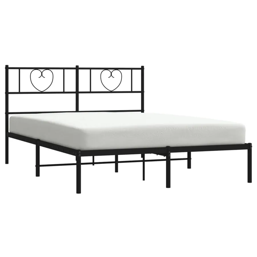 Cadre de lit métal sans matelas avec tête de lit noir 140x190cm - 3
